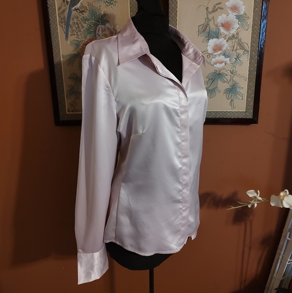 🌷🩷🌷 Gorgeous Baby Petal Powder Pink Silky Soft Satin Blouse Top - 16 - Picture 2 of 16